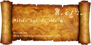 Mihályi Ádám névjegykártya