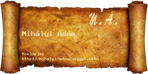 Mihályi Ádám névjegykártya